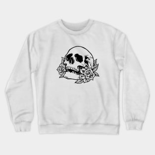 Drawn Skull with Roses Crewneck Sweatshirt